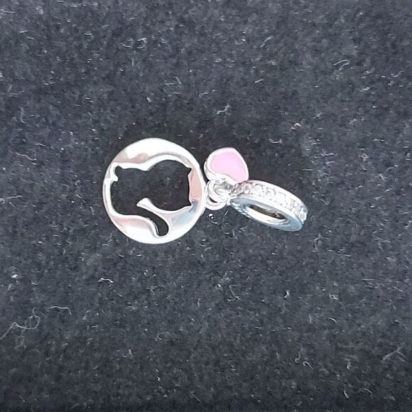 925 Sterling Silver Kitty Love Charm - Picture 6 of 7